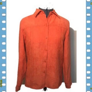 Relativity Orange Faux Suede  Button Down -(NWOT)